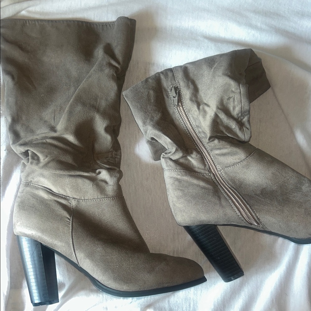 Elegant Taupe Heeled Boots for Women